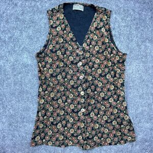 Vintage Estilo Collection Shirt Medium Vest Tank Gauzy Flowers Retro Boho Hippie